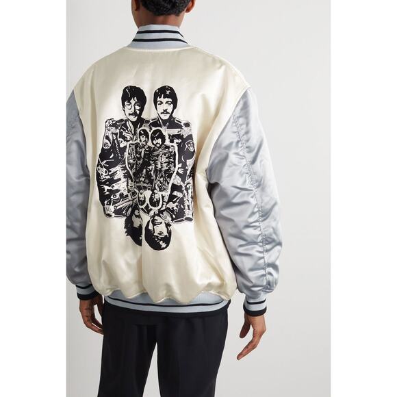 STELLA MCCARTNEY White The Beatles Get Back Embroidered Satin Bomber Jacket XS - Picture 3 of 16